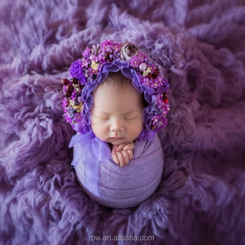 ピンクのひまわりの庭の花のボンネット帽子ニット新生児の花の