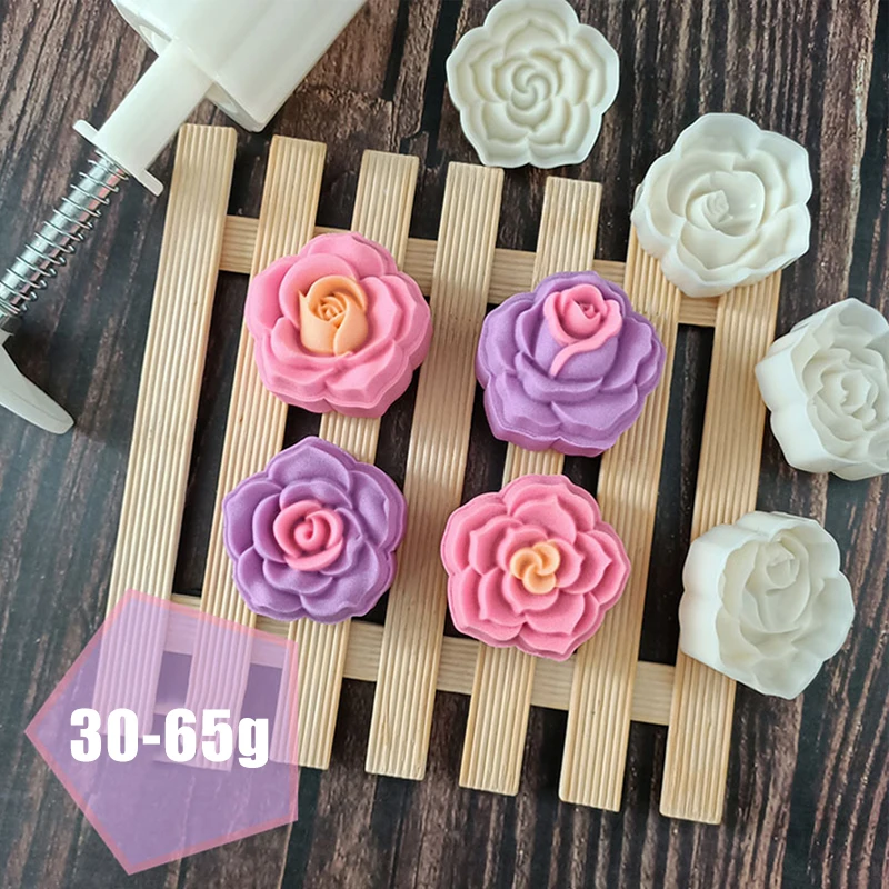 Midautumn festival 3065g mooncake molde 3d rosa flor selo bolo molde