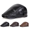 Men Retro 1985 Pu Leather Newsboy Caps British Painters Hats Spring Autumn Side Adjustable Flat Cap Hip Hop Berets 1