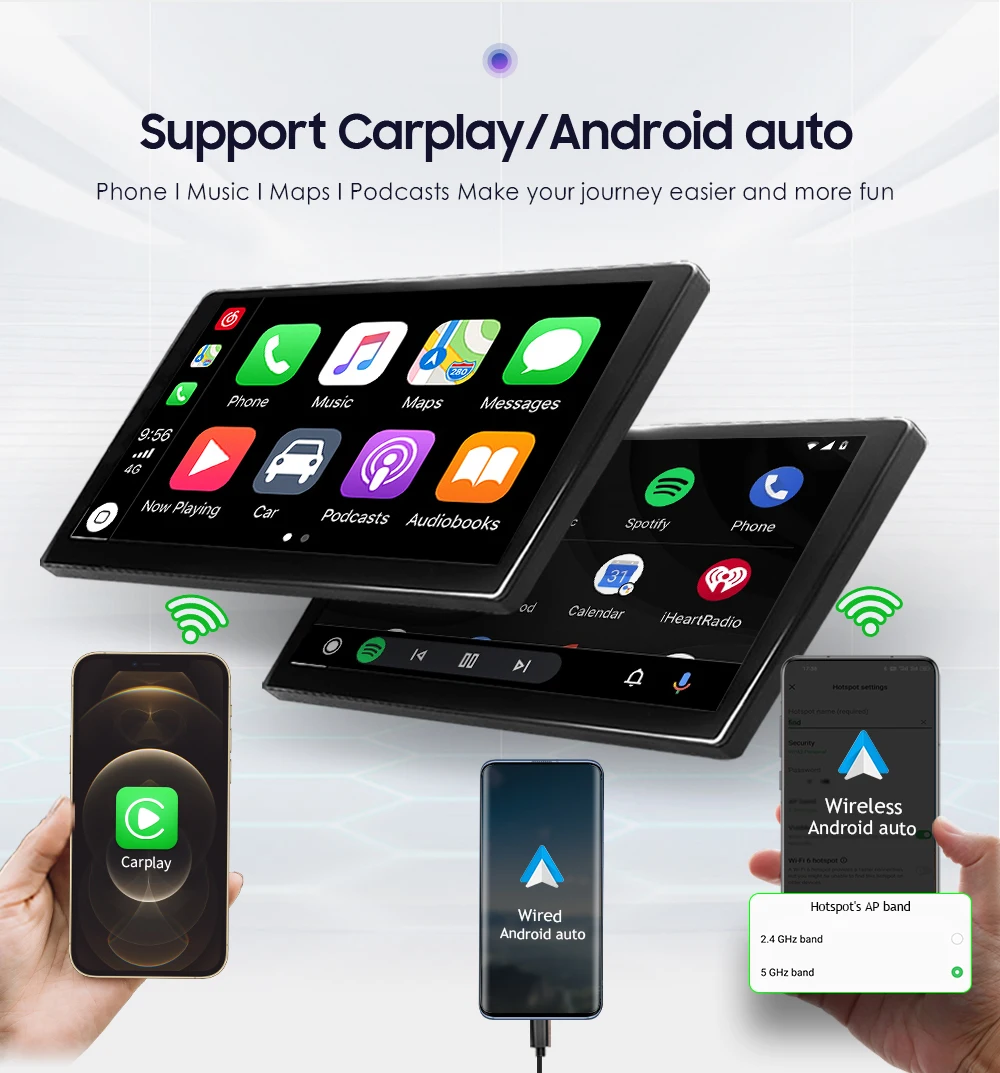 Radio para Auto Hizpo de 7 Pulgadas con CarPlay y Android Auto Inalámbrico para BMW E46 M3 318 320 325 330 335, Sistema Multimedia Inteligente con Pantalla Táctil IPS, Reproductor de Video Estéreo, Autoradio 2Din, Navegación, BT, GPS, 4G, WIFI, FM, AM, DSP, RDS, SWC 7