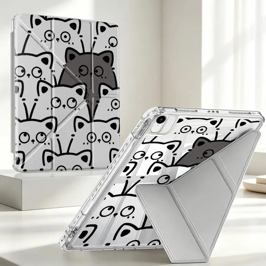 Cute Cartoon Kitty Tablet Case with Pen Slot Cover