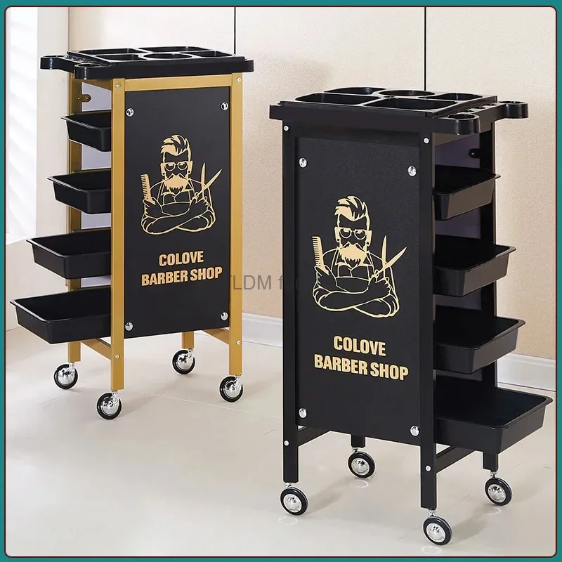 Vintage Iron Trolley Hair Salon Auxiliary Cart Multi-layer Partition Rolling Cart Mobile Pulley Rust-proof Barber Shop Trolley vintage metal spoon and forks storage bucket galvanized iron rust proof drain rack kitchen gadget tableware basket