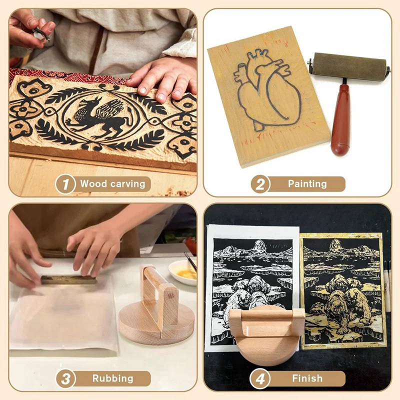 2 Pack Baren For Printmaking, For Comfortable Use, Ideal Block Printing, Linocut, Crafting, Scrapbooking