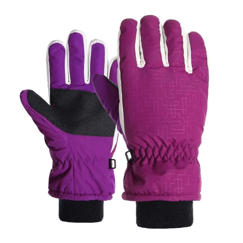 

Детские зимние лыжные перчатки для мальчиков и девочек, теплые водонепроницаемые ветрозащитные дышащие полиуретановые Нескользящие перчатки, уличные толстые плюшевые варежки