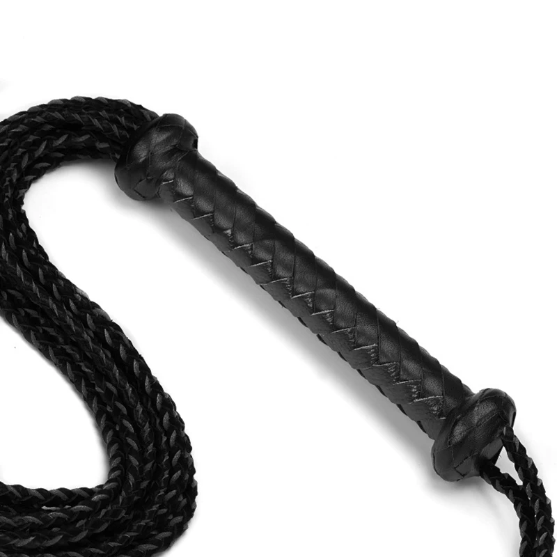 78CM Real Cow Leather Whip,9 Plait Handmade Genuine Leather Bull Whip Cowhide Horse Riding Whip 2