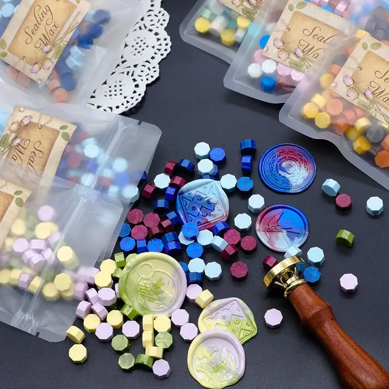 Boxed Lacquer Wax Seal Beads Colorful Octagonal Paint Sealing Wax Particle  Grid Plastic Box DIY Invitation Envelope Wax Pellets