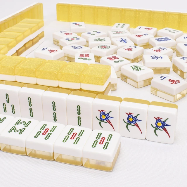 40mm Luxury Mahjong Set Silver&Gold Mahjong Games Home Games Hot Sell  Chinese Funny Family Table Board Game Wonderful Gift