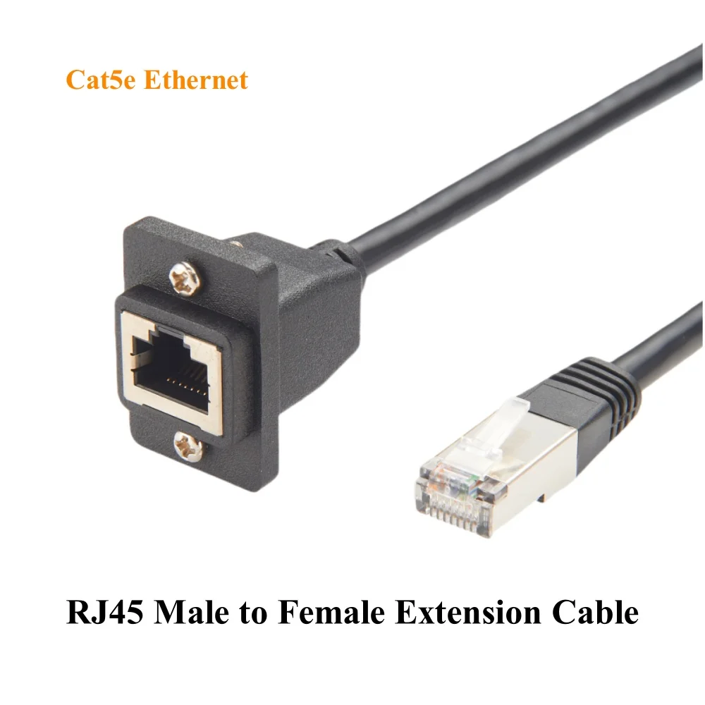 Câble Ethernet D'extension RJ45 Cat5e - 30 Cm - Mâle Vers Femelle Avec Bride De Fixation - Pour Montage Sur Panneau Ou Châssis