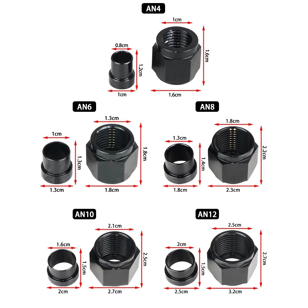Raccords AN En Aluminium – Kit De Connecteurs Pour Conduites D’air/huile – Tailles AN3, AN4, AN6, AN8 – Plug-and-play, Résistants à L’érosion