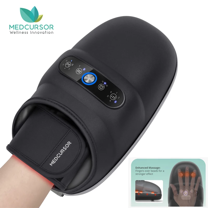 Wireless Electric Hand Massager with Air Compression & Heat – Deep Palm Acupressure, Finger Pain Relief, Arthritis & Numbness Therapy Device