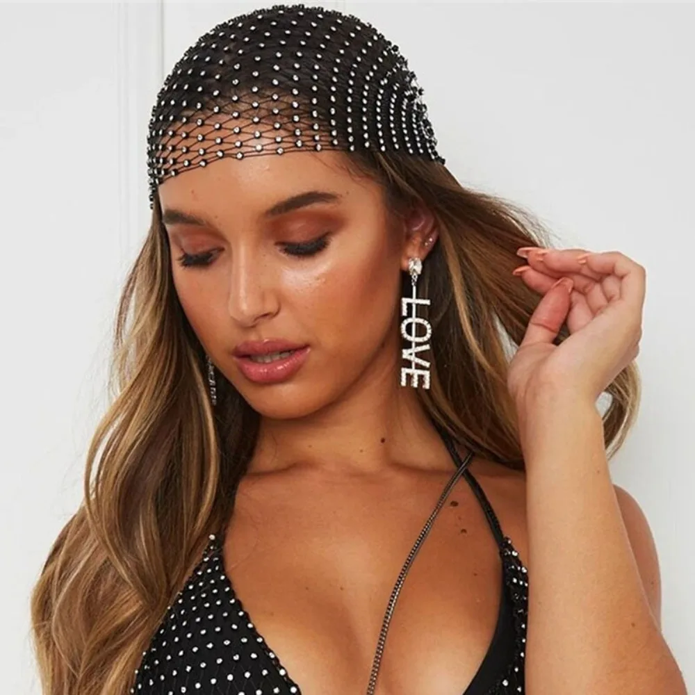 Modischer Elastischer Strass-Hut Netz-Ball Cosplay Strass-Piratenhut Ausgehöhlter Strass-Kopfschmuck für Frauen – Detail 11