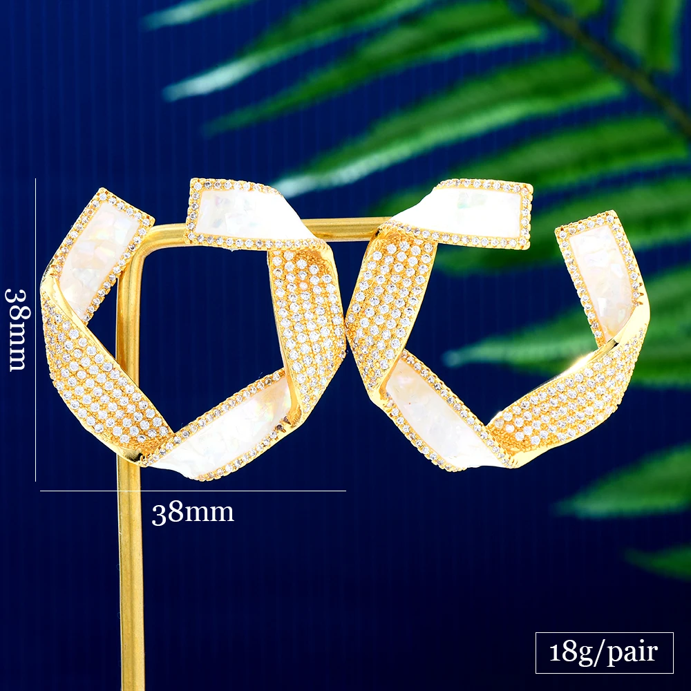 Siscathy Dubai Luxury Cubic Zircon Geometry Circle Drop Earrings For Women Round Hoop Earring Jewelry boucle oreille femme luxe