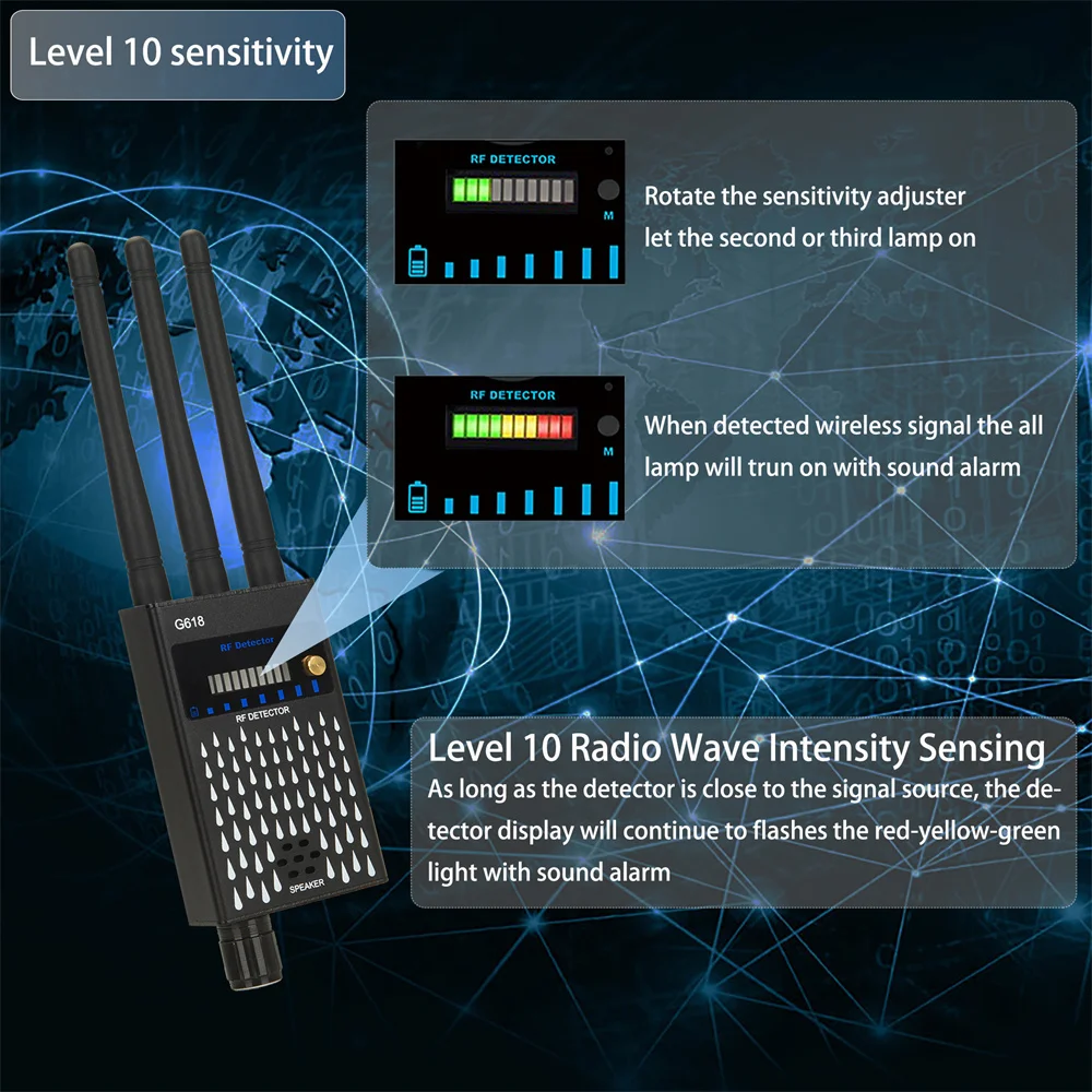 RF Signal Detector Anti-Spy Tapping Anti Detects Eavesdropping Pinhole Audio Bug GSM Devices Finder Anti Spy Gadgets