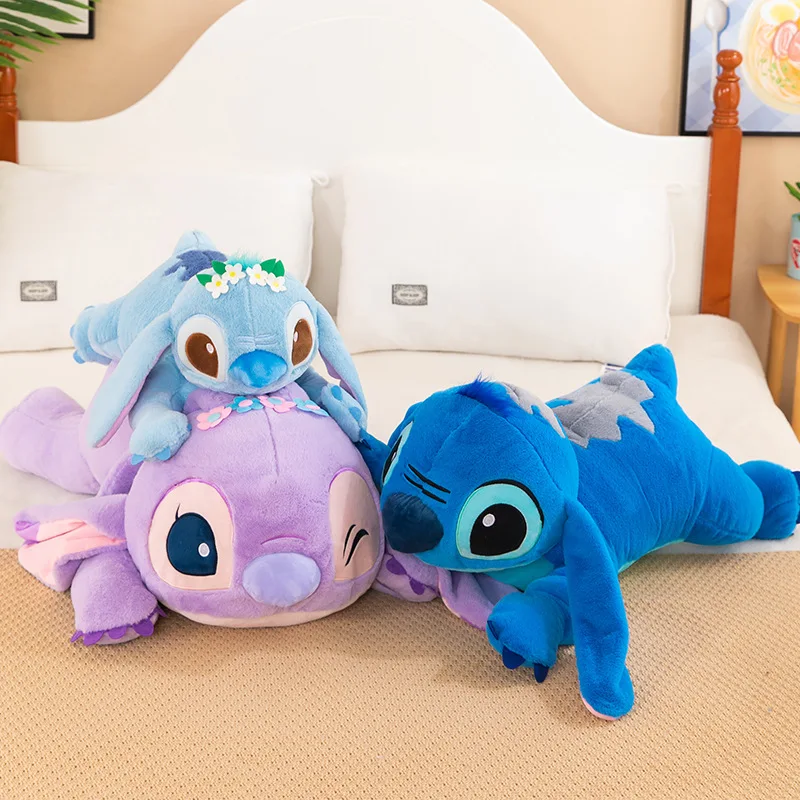 디즈니 55cm 스티치 인형 봉제 인형 릴로 & 스티치 봉제 인형 부드러운 베개 경향이 자세 어두운/밝은 보라색 귀여운 장난감 선물