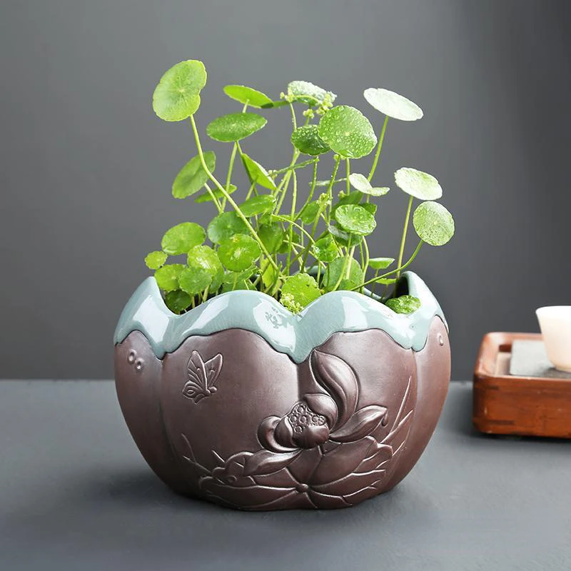 

Kongge Kiln Flowerpot Home Decoration Ceramic Ornaments Hydroponic Office Desktop Home Chinese Style Characteristics