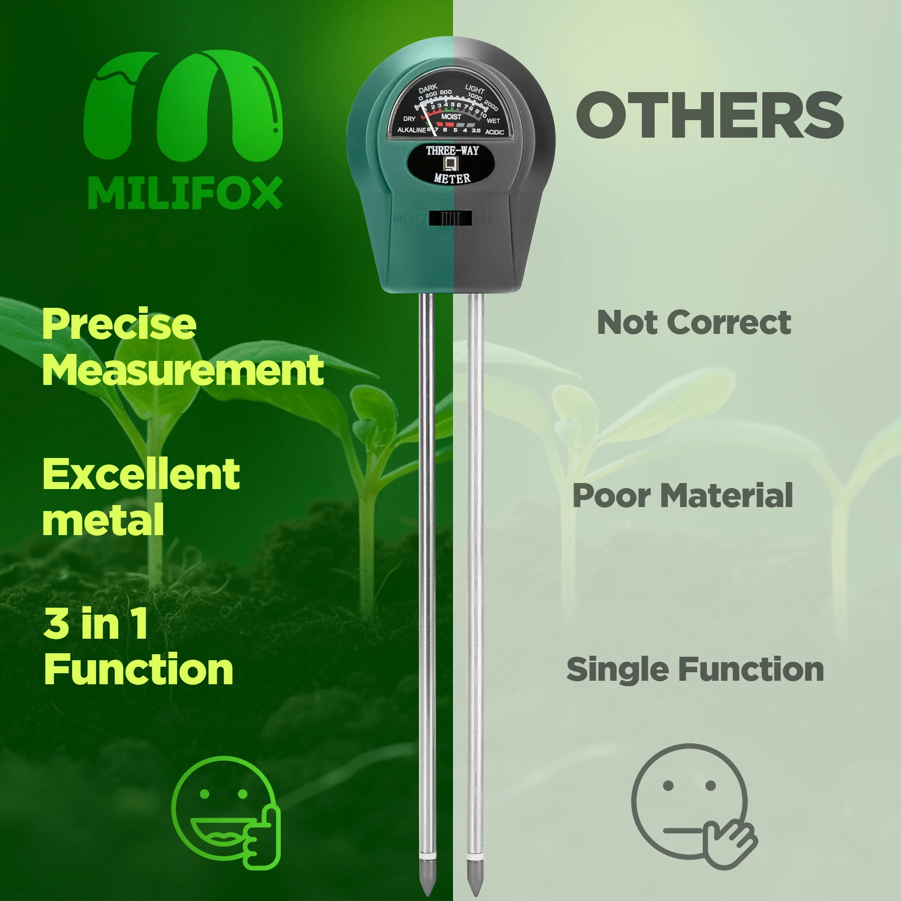 3 in 1 Soil pH Tester Sunlight PH Tester Garden Flowers Soil Moisture Sensor Meter Plants Acidity Humidity PH Monitor Detector soil moisture sensor,soil tester