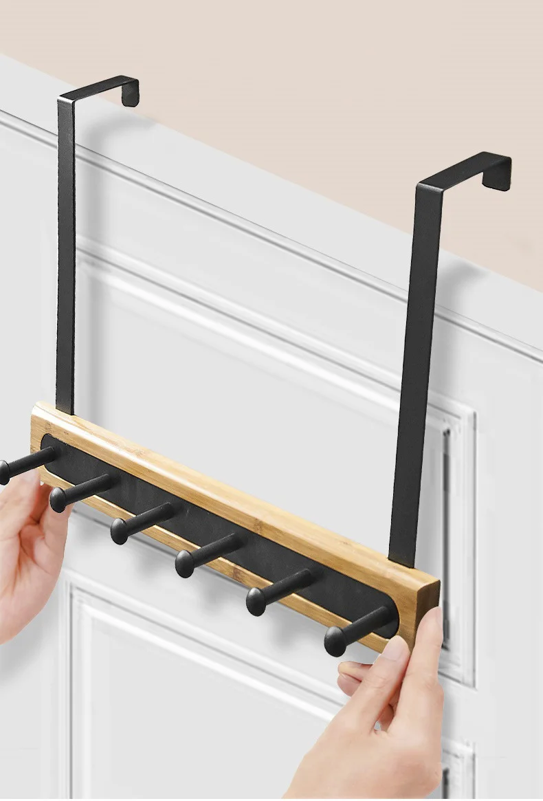 

Hooks Over The Door 6 Hooks Home Bathroom Organizer Rack Clothes Coat Hat Towel Hanger New Bathroom Kitchen Accessories Holder