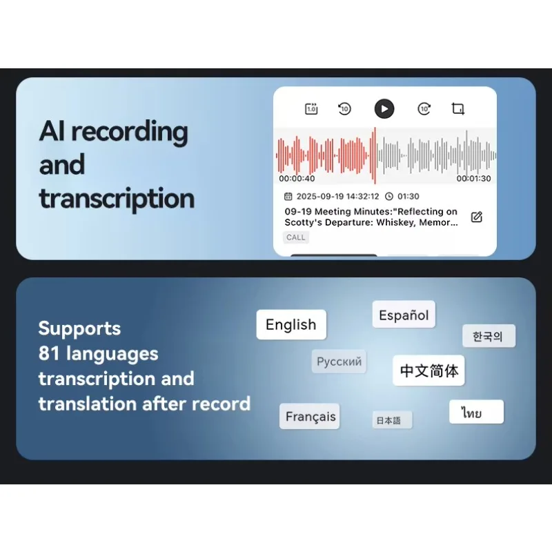 시유뉴예스 64Gb 챗 GPT 노트 테이커 스마트 디지털 오디오 MP3 AI 음성 녹음기 (회의 녹음, 요약, 마인드맵)