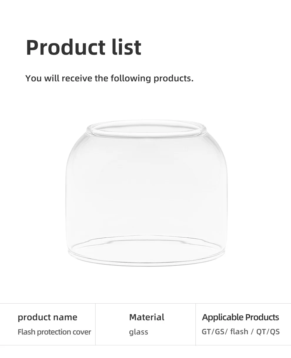 Protector Cap Glass Cover Dome for GT / GS / QT / QS Series Studio Flash Strobe