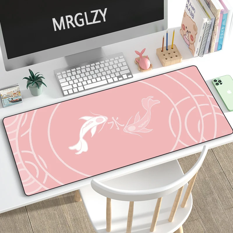 Desk Pad Chinese Style Koi Xxl Mouse Pad Large Cute Black Mousepads Gaming  Accessoroes Laptop Gamer Waterproof Keyboard Deskmat - AliExpress