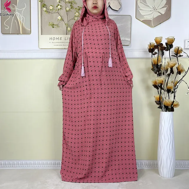 110718-73ed00.jpg Nouveau Ramadan coton robe femmes recueillir taille Double chapeau Abaya femmes musulmanes ample Maxi caftan dubaï turquie Islam vêtements de prière