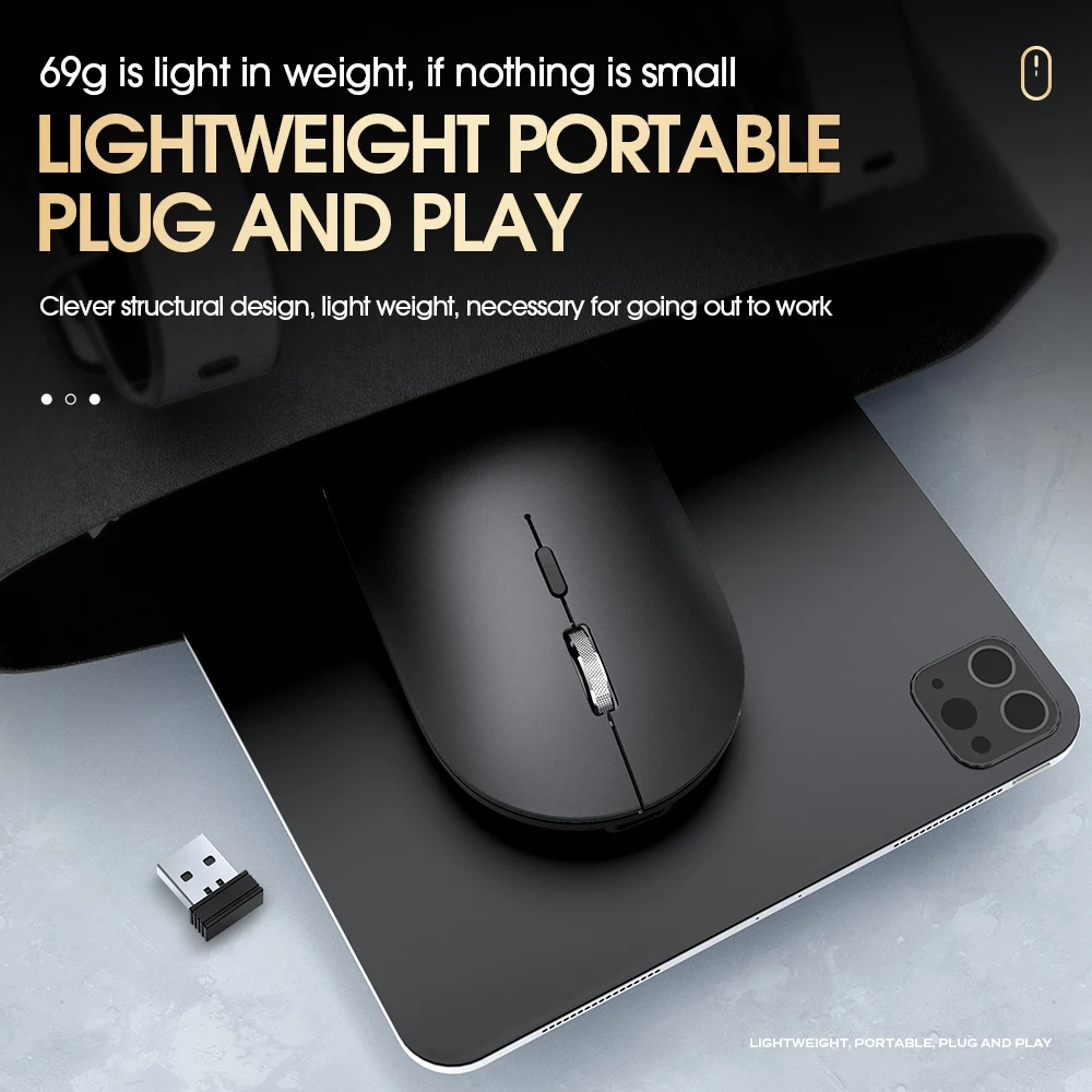 Wireless bluetooth Mouse Silent Rechargeable Mice Wireless mouse for Laptop Computer Desktop PC MacBook Mac IPad IPhone Tablet