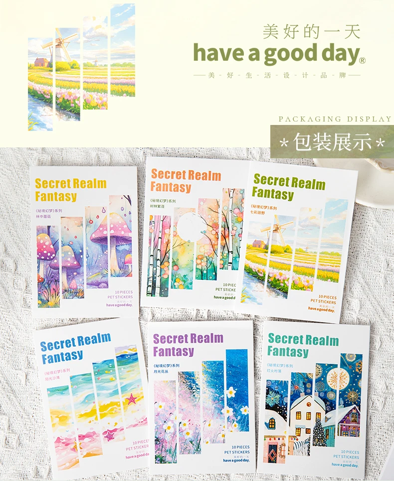 10 teile/paket Landschaft Thema PET Aufkleber Scrapbooking Materialien DIY Junk Journal Collage Collage sprache Dekor Aufkleber – Detail 3