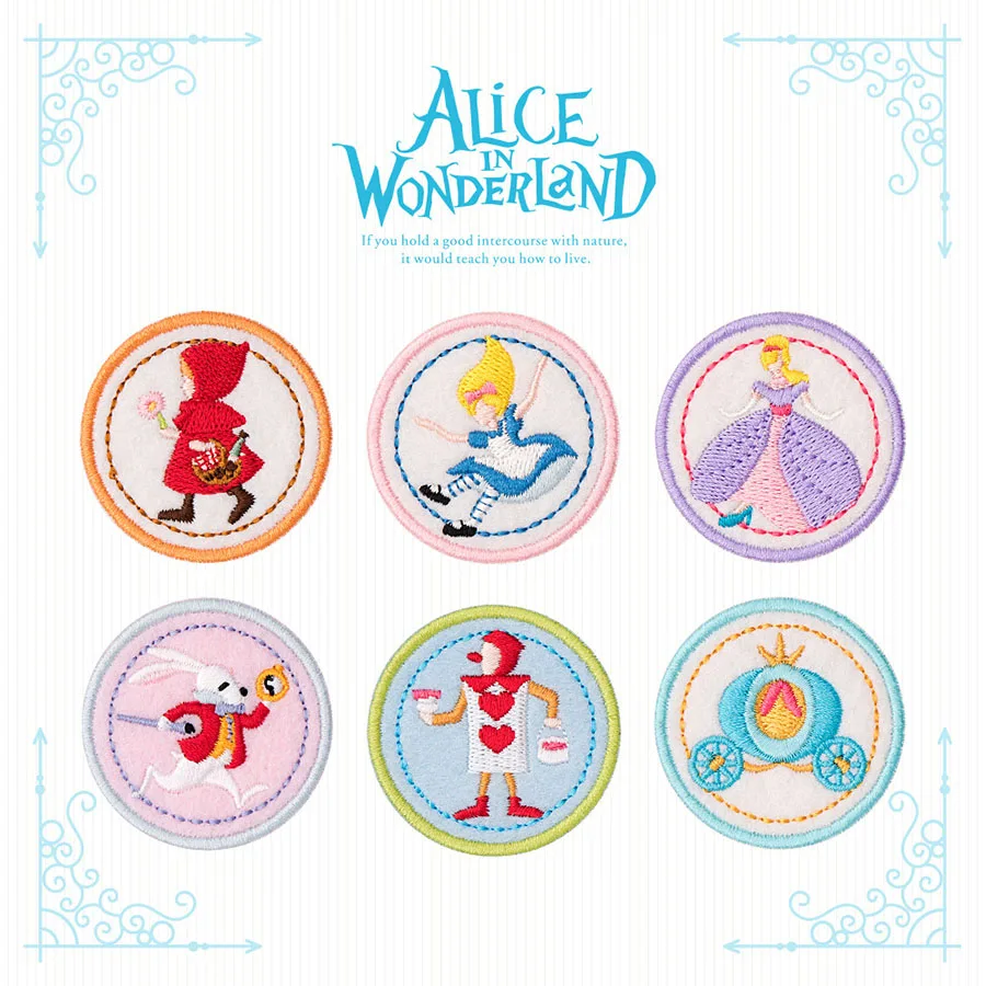 Alice Wonderland Stickerei zum Aufbügeln, Stoffaufkleber für Kleidung, DIY dekorative Aufnäher, modische selbstklebende Aufnäher, 1-teilig