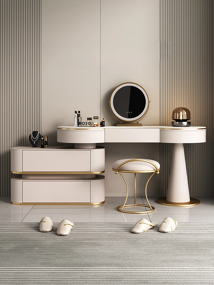 

Simple bedroom, high-end, small apartment, rock board makeup table, bucket cabinet, makeup table, one piece table
