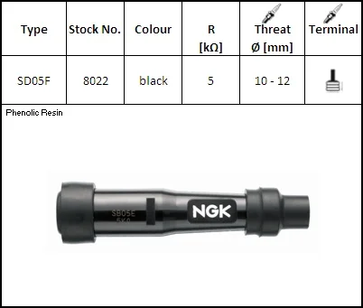 Свеча зажигания трубы NGK SD05F (8022) | Автомобили и мотоциклы