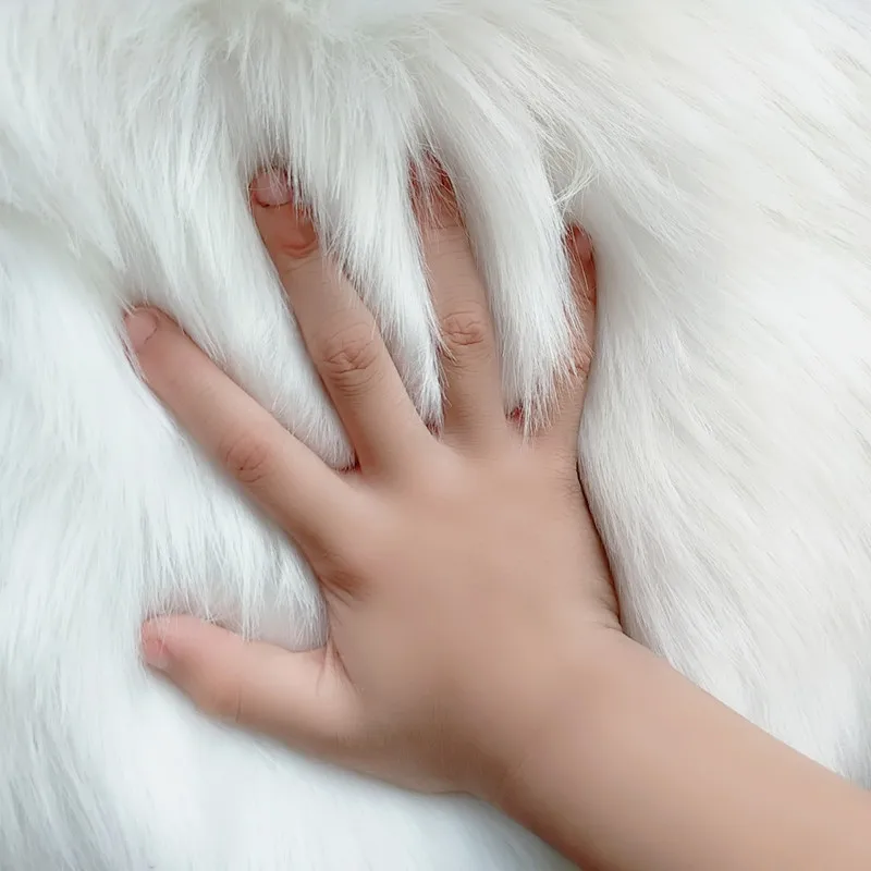 Imitation Sheepskin Carpet For Living Room Fluffy Plush Sofa Cushion Luxurious Faux Fur Rugs Kids Bedroom Bedside Foot Mat White 6