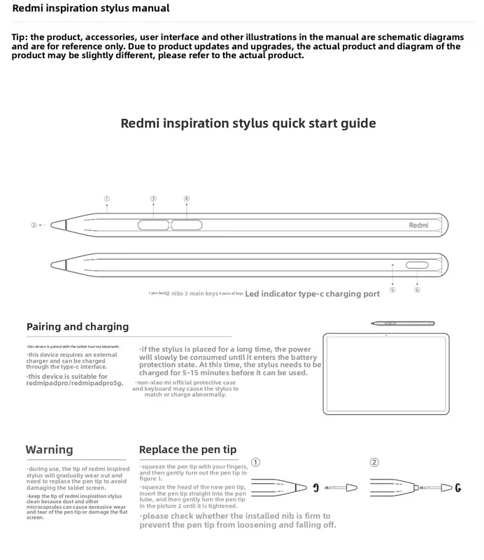 Redmi Stylus Pen 240Hz Draw Writing Screenshot Tablet 4096 Level Palm...