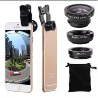 Universal Fish Eye Lens Wide Angle Macro Smartphone Fisheye Len Zoom Camera Lens Kits With Phone Clips For iPhone Samsung Xiaomi 2