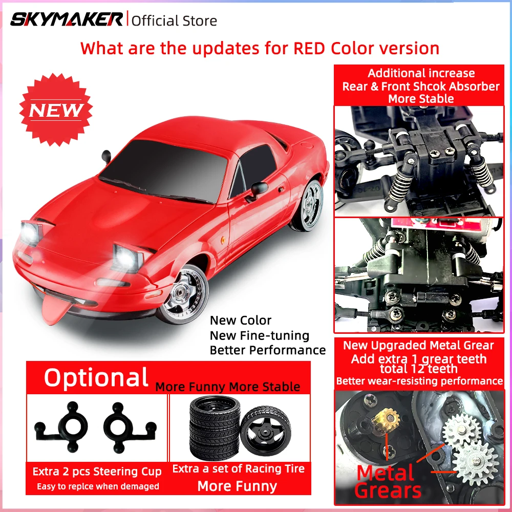 Skymaker LDRC LD1804 1/18 RC Drift Car MX5 2.4GHz RWD with ESP Gyroscope on-Road LED Lights Full Scale RC Cars Children Toy Gift 3