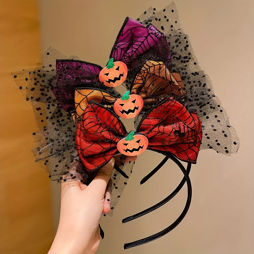 3 Pieces of Halloween Girls' Headbands Funny Pumpkin Little Girl Headbands Party Holiday Dress up