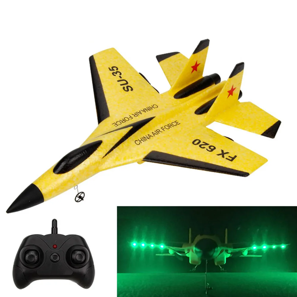 FX620 RC 비행기, SU35 2.4G, LED 조명 포함, 항공기 리모컨 비행 모델 글라이더 RTF