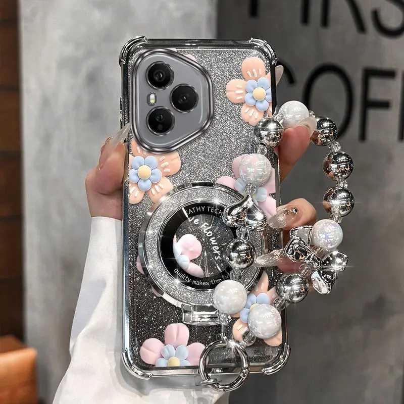 Decorative Flower Plating Bracelet Holder Phone Case Cover