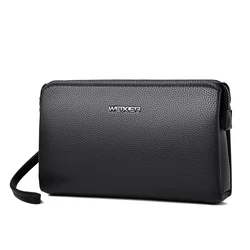 Luxury Men's PU Leather Clutch Wallet - High Capacity with Multi - Card Slots and Anti - Theft Features - 23x4x14cm (Black)