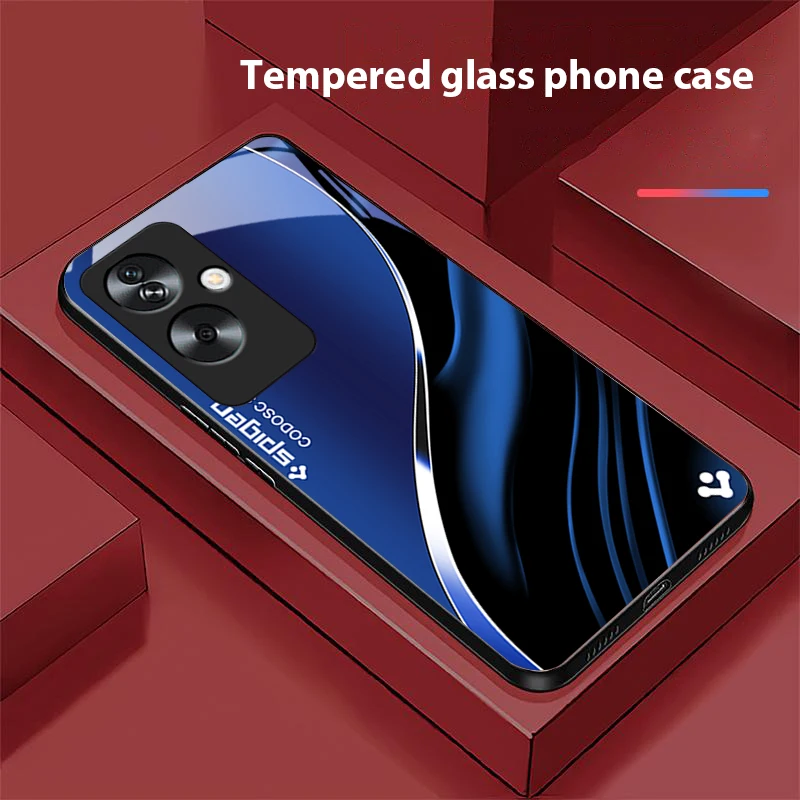 Deep Blue Fashion Tempered Glass Black Phone Case
