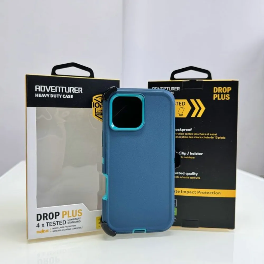 Heavy-Duty Shockproof Phone Case with Belt Clip and Protective Box Packaging