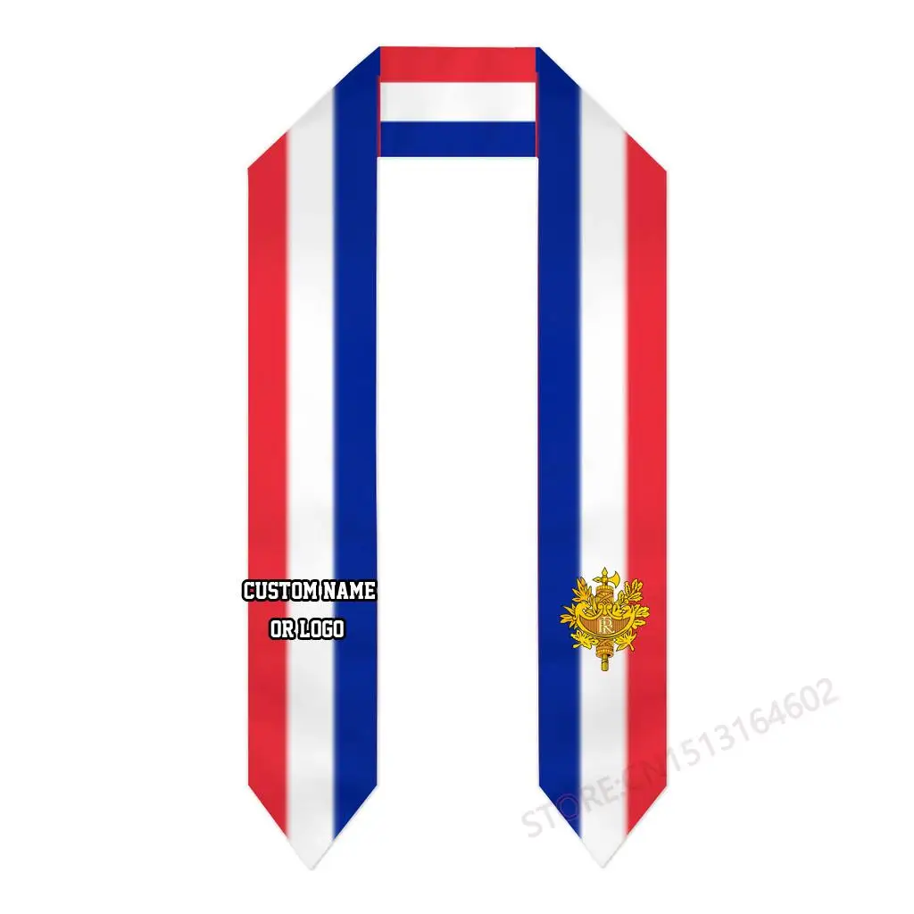 

Custom Name Or Logo France Flag Scarf Graduation Stole Sash International Study Abroad Class of 2023 Shawl