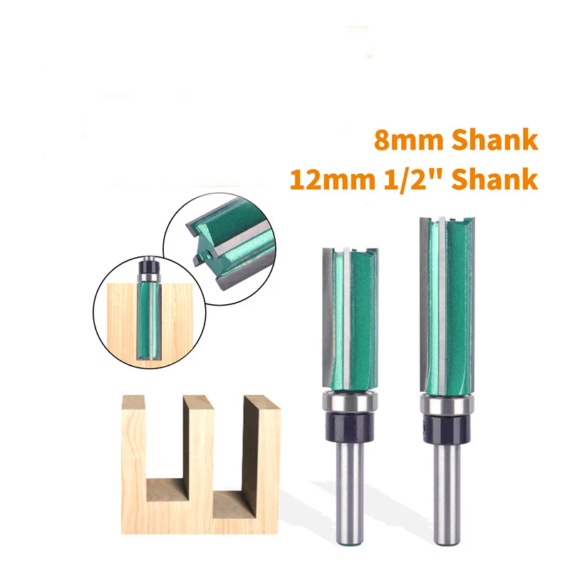 4-Flute Straight Router Bit with Bearing - Woodworking Grooving Bit ...