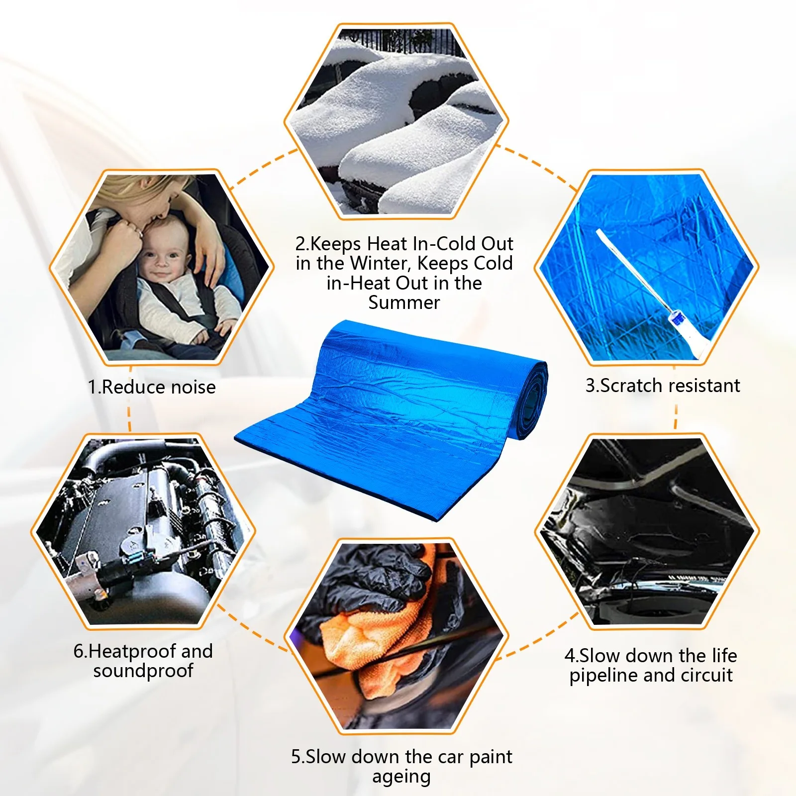 Car Sound Deadener Mat 200x50cm 5/10mm Thicken Noise Heat Deadening Soundproof Dampening Foam Mat for Auto Hood Engine Door Sound Proof Mat Sound Insulation Mat Sound Absorbing Foam Soundproofing Foam Sound Deadener Mat