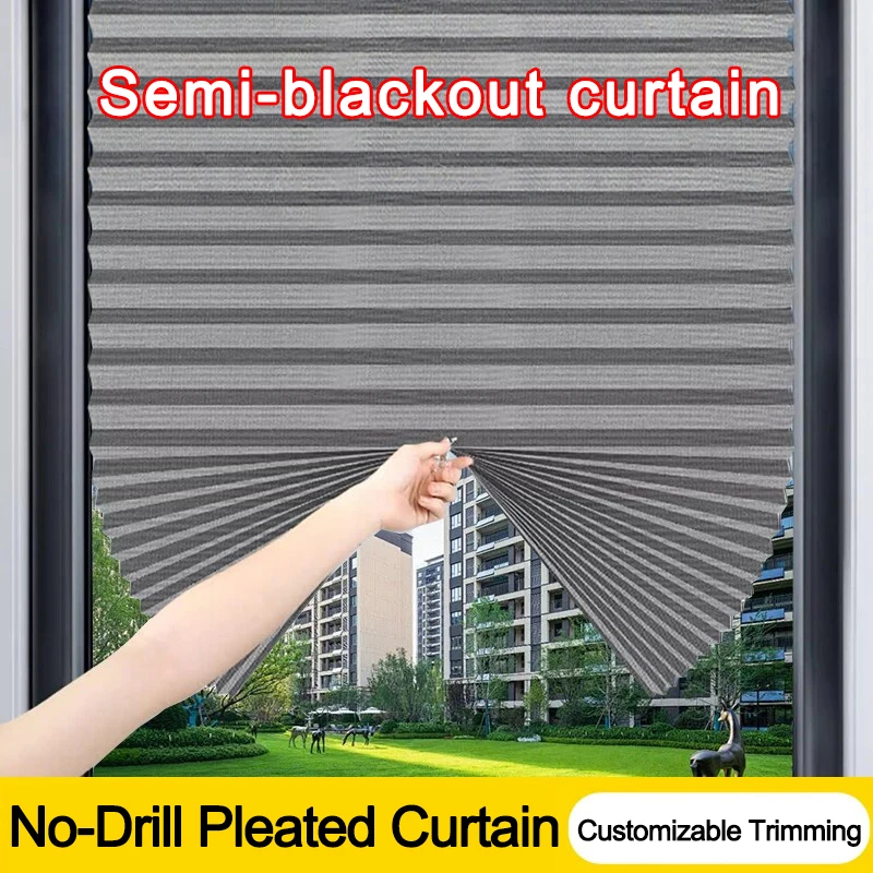 Elegant Black & White Pleated Blackout Roller Blinds