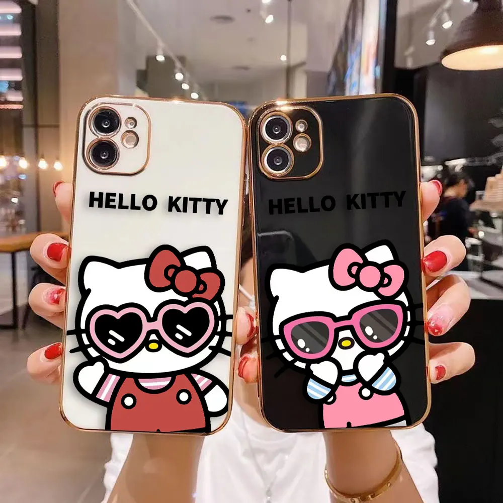 

Cover Smooth E-TPU Phone Case For iPhone 15 14 13 12 11 X XS Pro Max 8 7 SE 6S 6 Plus Mini Case Funda Shell Cool Cute Hole Kitty