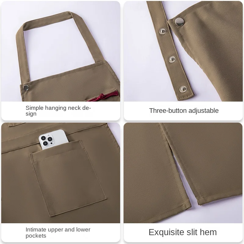 Chinese Style Thickened Canvas Apron Waterproof and Oil-proof Kitchen Home Work Clothes Special for Cooking