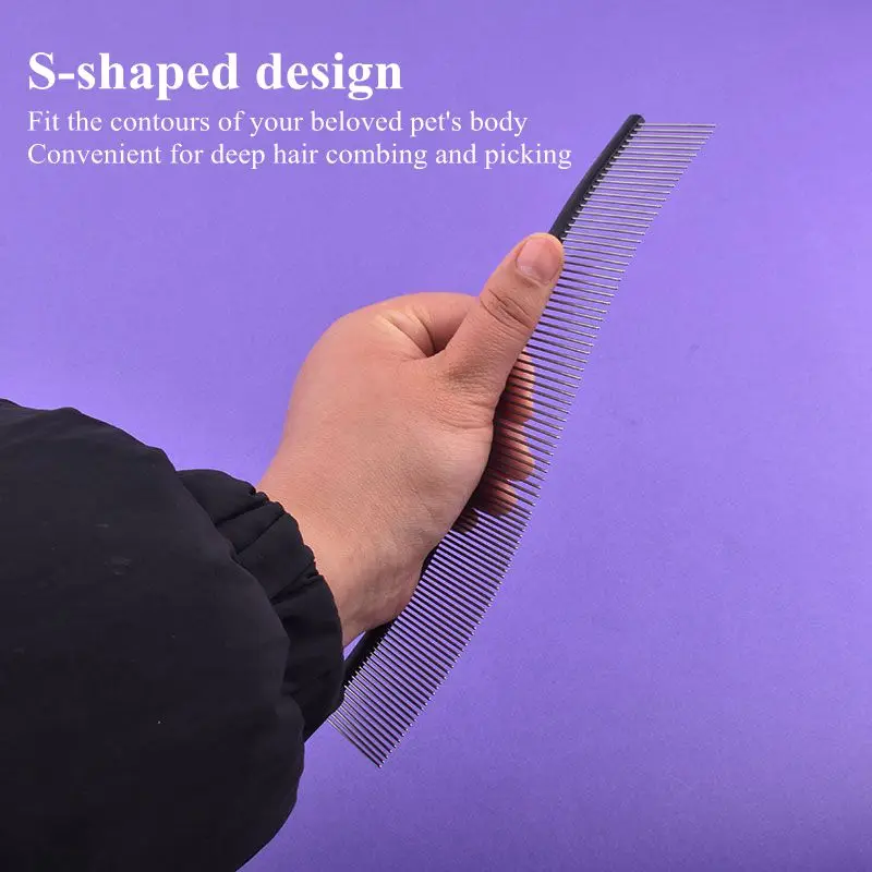 Professional Stainless Steel Pet Grooming Comb - Dual Teeth Design for Effective Hair Removal
