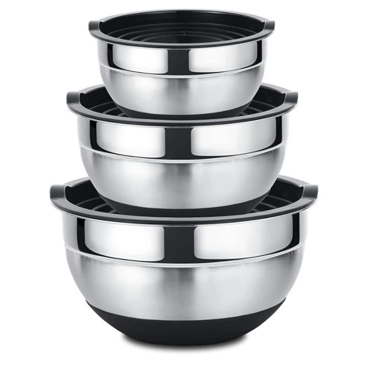 Stainless Steel Mixing Bowls Salad Bowl Non-Slip Stackable Serving Bowl with Airtight Lids for Kitchen Cooking Baking,Et mixing bowls