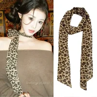 Fashion Leopard Print Scarf Women Clothing Ribbons Y2K Narrow Long Scarfs Belt Bowknot Hair Accessories Bags Handle Decoration