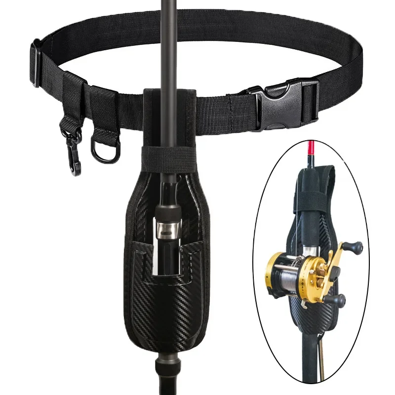 Fishing Rod Holder Portable Belt Rod Holder Fishing Gear Tackles Accessories Adjustable Waist Fishing Rod Holder Pole Inserter